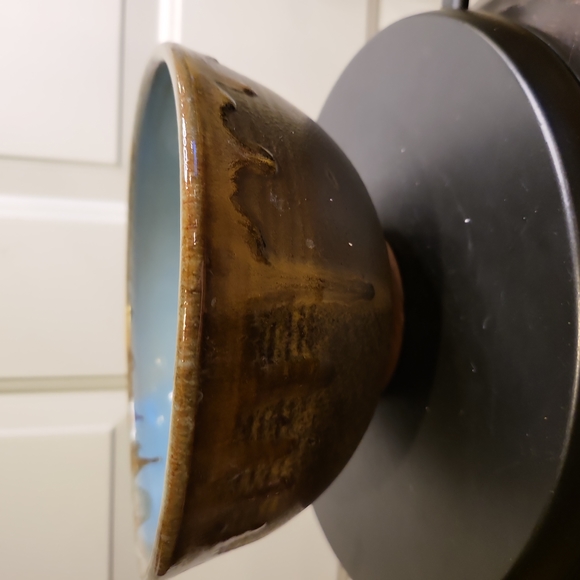 Signed Studio Pottery Wabisabi Blue Mid-century Bowl 7 5/8" - Picture 5 of 10